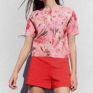 Zara Floral Knit Top M New